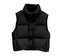 Cord Weste Damen Warme Ärmellose Steppweste Herbst Winter Daunenweste Gefüttert Puffer Jacke Lässig Leicht Damenweste Warme Winterjacke mit Stehkragen Übergangsweste für Teenager-Mädchen