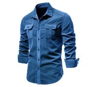 Cordhemd für Herren Langarm Baumwolle Winter Herbst Frühling einfarbig Hemdjacke Oberbekleidung Herren locker lässig langärmlig warm Cordhemd Oberteil männlich einreihig Mantel Cordhemden Mantel