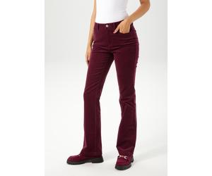 Cordhose ANISTON CASUAL, Damen, Gr. 34, N-Gr, bordeaux, Cord, Obermaterial: 98% Baumwolle, 2% Elasthan, leicht glänzend, unifarben, sehr figurbetont lang, Hosen Cordhose, in trendiger Bootcut-Form (52