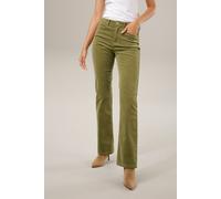 Cordhose ANISTON CASUAL, Damen, Gr. 44, N-Gr, grün (moosgrün), Cord, Obermaterial: 98% Baumwolle, 2% Elasthan, leicht glänzend, unifarben, sehr figurbetont lang, Hosen Cordhose, in trendiger Bootcut-F