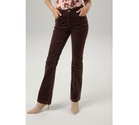 Cordhose ANISTON CASUAL, Damen, Gr. 46, N-Gr, braun (dunkelbraun), Cord, Obermaterial: 98% Baumwolle, 2% Elasthan, leicht glänzend, unifarben, sehr figurbetont lang, Hosen Cordhose, in trendiger Bootc