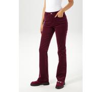 Cordhose ANISTON CASUAL, Damen, Gr. 48, N-Gr, rot (bordeaux), Cord, Obermaterial: 98% Baumwolle, 2% Elasthan, leicht glänzend, unifarben, sehr figurbetont lang, Hosen Cordhose, in trendiger Bootcut-Fo