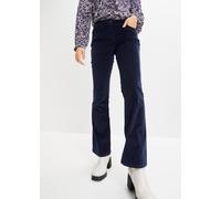 Cordhose BONPRIX "Stretch-Cordhose, Bootcut", Damen, Gr. 50, N-Gr, blau (dunkelblau), Cord, Obermaterial: 98% Baumwolle, 2% Elasthan, unifarben, regular fit lang, Hosen Cordhose, aus Baumwolle mit Ela