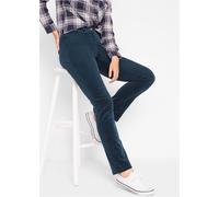 Cordhose BONPRIX "Stretch-Cordhose, Straight", Damen, Gr. 48, N-Gr, blau (dunkelblau), Cord, Obermaterial: 98% Baumwolle, 2% Elasthan, unifarben, slim fit lang, Hosen Cordhose, Stretch-Cordhose, Strai