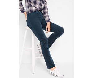 Cordhose BONPRIX "Stretch-Cordhose, Straight", Damen, Gr. 48, N-Gr, blau (dunkelblau), Cord, Obermaterial: 98% Baumwolle, 2% Elasthan, unifarben, slim fit lang, Hosen Cordhose, aus Stretch-Material, S