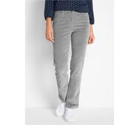 Cordhose BONPRIX "Stretch-Cordhose, Straight", Damen, Gr. 48, N-Gr, grau, Cord, Obermaterial: 98% Baumwolle, 2% Elasthan, unifarben, slim fit lang, Hosen Cordhose, aus Stretch-Material, Slim Fit, mit