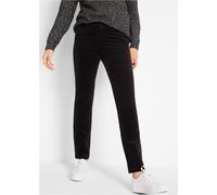 Cordhose BONPRIX "Stretch-Cordhose, Straight", Damen, Gr. 50, N-Gr, schwarz, Cord, Obermaterial: 98% Baumwolle, 2% Elasthan, unifarben, slim fit lang, Hosen Cordhose, aus Stretch-Material, Slim Fit, m