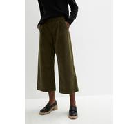Cordhose BONPRIX "Weite Stretchcord-Culotte mit High-Waist-Bequembund, 7/8-Länge", Damen, Gr. 44, N-Gr, grün (dunkeloliv), Cord, Obermaterial: 98% Baumwolle, 2% Elasthan, unifarben, loose fit ca. Mitt