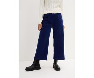 Cordhose BONPRIX "Weite Stretchcord-Culotte mit High-Waist-Bequembund, 7/8-Länge", Damen, Gr. 48, N-Gr, blau (mitternachtsblau), Cord, Obermaterial: 98% Baumwolle, 2% Elasthan, unifarben, loose fit ca
