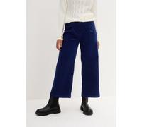 Cordhose BONPRIX "Weite Stretchcord-Culotte mit High-Waist-Bequembund, 7/8-Länge", Damen, Gr. 52, N-Gr, blau (mitternachtsblau), Obermaterial: 98% Baumwolle, 2% Elasthan, loose fit, Hosen Cordhose, Cu