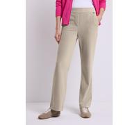 Cordhose CECIL, Damen, Gr. M, Länge 30, beige (silbery beige), Cord, 65% Baumwolle, 33% Polyester, 2% Elasthan, unifarben, loose fit lang, Hosen Cordhose, mit Elastikbund (77020628-M) silbery beige