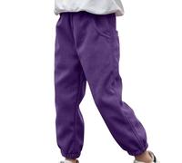 Cordhose für Kinder, Jungen, Winter, warme Sweathose, elastische Taille, Jogger, leger, aktive Spielkleidung, Sweathose, einfarbig, leger, Trainingshose, athletisch, Baggy-Hose mit Taschen, violett, 3