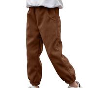 Cordhose für Kinder, Jungen, Winter, warme Sweathose, elastische Taille, Jogger, leger, aktive Spielkleidung, Sweathose, einfarbig, leger, Trainingshose, athletisch, Baggy-Hose mit Taschen, coffee, 7