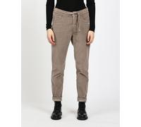 Cordhose GANG "94AMELIE JOGGER", Damen, Gr. 27, Normalgrößen, beige (light taupe), 60% Baumwolle, 38% Lyocell, 2% Elasthan, unifarben, relaxed fit 7/8-Länge, Hosen Cordhose, im 5-Pocket-Style (3638422