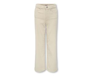 Cordhose KIDS ONLY "KOGHOPE GLOBAL EX HW WIDE CORD PNT NOOS", Mädchen, Gr. 152, N-Gr, beige (birch), Cord, Obermaterial: 98% Baumwolle, 2% Elasthan, unifarben, relaxed fit knöchellang, Hosen Cordhose 