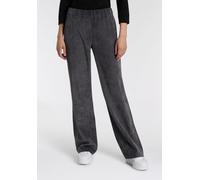 Cordhose MAC "CHIARA", Damen, Gr. 38, Länge 30, grau (steel blau), Web, Obermaterial: 90% Polyester, 8% Polyamid, 2% Elasthan, loose fit lang, Hosen Cordhose, mit weitem Bein (16171266-38) steel blau