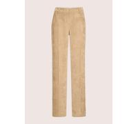 Cordhose MADELEINE "Cordhose Weite Cordhose mit Bügelfalten", Damen, Gr. 38, N + K Gr, beige (caramel), Obermaterial: 82% Polyester PES. 15% Polyamid PA. 3% Elasthan EL., Modern, Hosen Cordhose, Weite