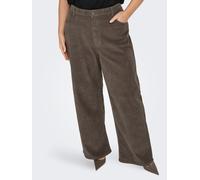 Cordhose ONLY CARMAKOMA "CARHOPE GLOBAL EX HW WIDE CORD PNT NOOS", Damen, Gr. 48, Länge 32, braun (morel), Cord, Obermaterial: 98% Baumwolle, 2% Elasthan, unifarben, relaxed fit lang, Hosen Cordhose,