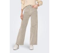 Cordhose ONLY "ONLHOPE GLOBAL HW WIDE CORD PNT NOOS", Damen, Gr. 34, Länge 32, beige (oatmeal), Cord, Obermaterial: 98% Baumwolle, 2% Elasthan, lang, Hosen Cordhose, Baumwollmischung (76310544-34) oat