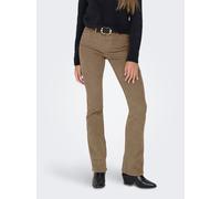 Cordhose ONLY "ONLMARY - Flared Cordhose mit Stretchkomfort", Damen, Gr. 42, Länge 30, beige (fossil), Cord, Obermaterial: 98% Baumwolle, 2% Elasthan, unifarben, slim fit normal, Hosen Cordhose, slim
