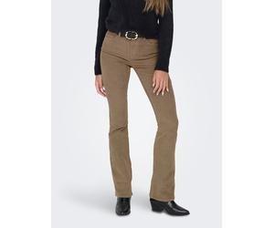 Cordhose ONLY "ONLMARY - Flared Cordhose mit Stretchkomfort", Damen, Gr. 42, Länge 30, beige (fossil), Cord, Obermaterial: 98% Baumwolle, 2% Elasthan, unifarben, slim fit normal, Hosen Cordhose, Baumw