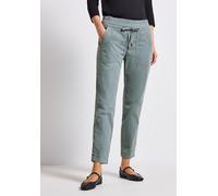 Street One Cordhose Style Bonny Damen Loose Fit knöchelfrei mit Taschen Washed Blau Gr. 44 L28
