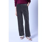 Cordhose STREET ONE STUDIO, Damen, Gr. 42, Länge 30, ink blau night, Web, 65% Baumwolle, 33% Polyester, 2% Elasthan, unifarben, comfort fit lang, Hosen Cordhose, High Waist (93960016-42) ink blau nigh