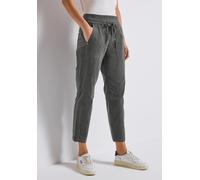 Cordhose STREET ONE, Damen, Gr. 38, Länge 28, grau (concrete grau), Web, 98% Baumwolle, 2% Elasthan, unifarben, casual, loose fit knöchelfrei, Hosen, Middle Waist (31438747-38) concrete grau