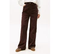 Cordhose TOMMY JEANS "TJW CLAIRE HR WIDE CORD", Damen, Gr. 29, Länge 30, rich braun, Cord, Obermaterial: 100% Baumwolle, unifarben, lässig geschnitten, Hosen Cordhose (58037827-29) rich braun