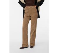 Cordhose VERO MODA "VMTESSA HR WIDE CORDUROY PANTS GA NOOS", Damen, Gr. 26, Länge 32, silber mink, Cord, Obermaterial: 98% Baumwolle, 2% Elasthan, unifarben, bequem normal, Hosen Cordhose (92203559-26