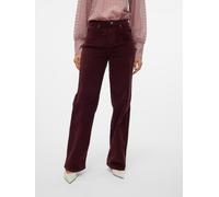Cordhose VERO MODA "VMTESSA HR WIDE CORDUROY PANTS GA NOOS", Damen, Gr. 26, Länge 32, winetasting, Cord, Obermaterial: 98% Baumwolle, 2% Elasthan, unifarben, bequem normal, Hosen Cordhose (74658943-26