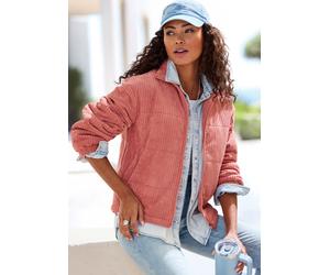 Cordjacke BUFFALO "mit Reißverschluss und Eingrifftaschen", Damen, Gr. 40, rosa (rosé), Cord, Obermaterial: 100% Polyester. Futter: 100% Polyester. Futter 2: 100% Polyester, unifarben, figurumspielend