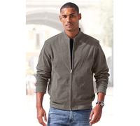 Cordjacke H.I.S "- Blouson mit Reißverschluss", Herren, Gr. 3XL (64/66), beige (hellgrau), Cord, Obermaterial: 100% Polyester, unifarben, regular fit normal, Rundhals, Rippbündchen, Jacken, Pilotenjac