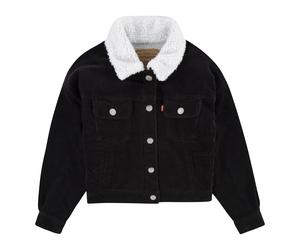 Cordjacke LEVI'S KIDS "LVG BABY BAGGY CORDUROY TRUCKE", Mädchen, Gr. 14 (158), schwarz, Web, Obermaterial: 98% Baumwolle, 2% Elasthan, unifarben, Jacken, mit Fellimitatkragen, for Girls (45984959-14) 