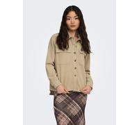Cordjacke ONLY "ONLAMAZING L/S CORD SHACKET PNT", Damen, Gr. L, beige (humus), Cord, Obermaterial: 100% Baumwolle, unifarben, Po-bedeckend, Jacken Cordjacke (45240951-L)