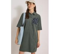 Midikleid CECIL, Damen, Gr. XXL (46), US-Größen, dried olive grün, Web, 100% Baumwolle, unifarben, comfort fit kniefrei, V-Ausschnitt, Bündchen, Kleider Midikleid, knielang (40209925-XXL) dried olive 