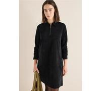 Cecil Midikleid Cordkleid Damen XXL Schwarz V-Ausschnitt Knielang mit Reißverschluss