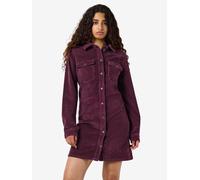 Cordkleid NOISY MAY "NMCORD NEW SIGNE L/S DRESS NOOS", Damen, Gr. M, N-Gr, lila (fig), Cord, Obermaterial: 98% Baumwolle, 2% Elasthan, unifarben, kurz, Kleider, Baumwollmischung (65461926-M) fig