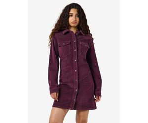 Cordkleid NOISY MAY "NMCORD NEW SIGNE L/S DRESS NOOS", Damen, Gr. M, N-Gr, lila (fig), Cord, Obermaterial: 98% Baumwolle, 2% Elasthan, unifarben, kurz, Kleider, Baumwollmischung (65461926-M) fig
