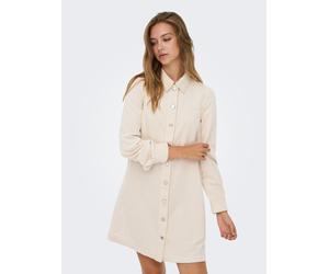 Cordkleid ONLY "ONLTRACY LS A-SHAPE CORD DRESS PNT", Damen, Gr. S, N-Gr, beige (weißcap gray), Cord, Obermaterial: 90% Polyester, 10% Polyamid, unifarben, regular fit kurz, V-Ausschnitt, Kleider, Mate