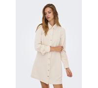 Cordkleid ONLY "ONLTRACY LS A-SHAPE CORD DRESS PNT", Damen, Gr. XS, N-Gr, beige (weißcap gray), Cord, Obermaterial: 90% Polyester, 10% Polyamid, unifarben, regular fit kurz, V-Ausschnitt, Kleider, Mat