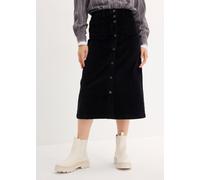 Cordrock BONPRIX, Damen, Gr. 40, schwarz, Cord, Obermaterial: 98% Baumwolle, 2% Elasthan, unifarben, A-Linie ca. Mitte Wade, Röcke, mit Stretch, mit durchgehender Knopfleiste, mit Gürtelschlaufen (949