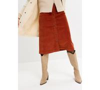 Cordrock BONPRIX, Damen, Gr. 44, braun (rostbraun), Cord, Obermaterial: 98% Baumwolle, 2% Elasthan, unifarben, A-Linie ca. Mitte Wade, Röcke Cordrock, mit Stretch, mit durchgehender Knopfleiste, mit G