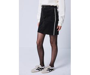 Cordrock STREET ONE STUDIO, Damen, Gr. 42, schwarz, Cord, 98% Baumwolle, 2% Elasthan, unifarben, normal ca. Mitte Oberschenkel, Röcke, mit Galonstreifen (85614947-42) schwarz