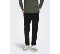 Cordschlupfhose ONLY & SONS "ONSLINUS TAP CORDUROY 0185 PANT NOOS", Herren, Gr. S, N-Gr, schwarz, Cord, Obermaterial: 98% Baumwolle, 2% Elasthan, unifarben, regular fit lang, Hosen, Baumwollmischung,