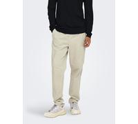 Cordschlupfhose ONLY & SONS "ONSLINUS TAP CORDUROY 0185 PANT NOOS", Herren, Gr. S, N-Gr, beige (silber lining), Cord, Obermaterial: 98% Baumwolle, 2% Elasthan, unifarben, regular fit lang, Hosen, Baum
