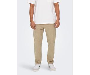 Cordschlupfhose ONLY & SONS "ONSLINUS TAP CORDUROY 0185 PANT NOOS", Herren, Gr. S, N-Gr, grau (chinchilla), Cord, Obermaterial: 98% Baumwolle, 2% Elasthan, unifarben, regular fit lang, Hosen, Baumwoll