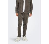 Cordschlupfhose ONLY & SONS "ONSLINUS TAP CORDUROY 0185 PANT NOOS", Herren, Gr. S, N-Gr, grün (falcon), Cord, Obermaterial: 98% Baumwolle, 2% Elasthan, unifarben, regular fit lang, Hosen, Baumwollmisc