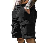 Corduroy Kurze Hose Herren Sommer Cord Shorts Stretch Elastische Taille Cargoshorts Baggy Freizeitshorts mit Taschen Outdoor Sweatshorts Männer Arbeirtshorts Leichte Cargo Shorts Strandshorts