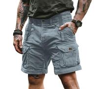 Corduroy Kurze Hose Herren Sommer Cord Shorts Stretch Elastische Taille Cargoshorts Baggy Freizeitshorts mit Taschen Outdoor Sweatshorts Männer Arbeirtshorts Leichte Cargo Shorts Strandshorts